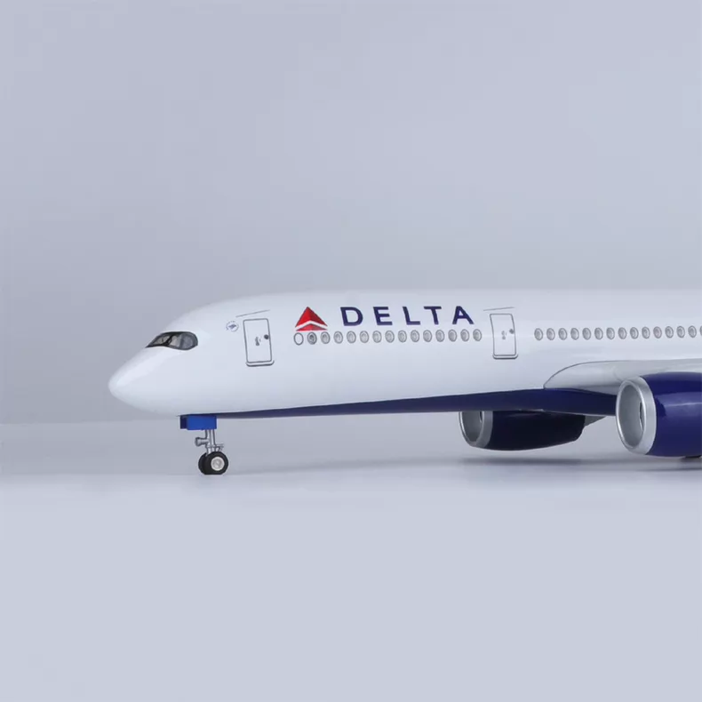 45cm带轮仿真树脂飞机模型空客墨镜侠A350达美